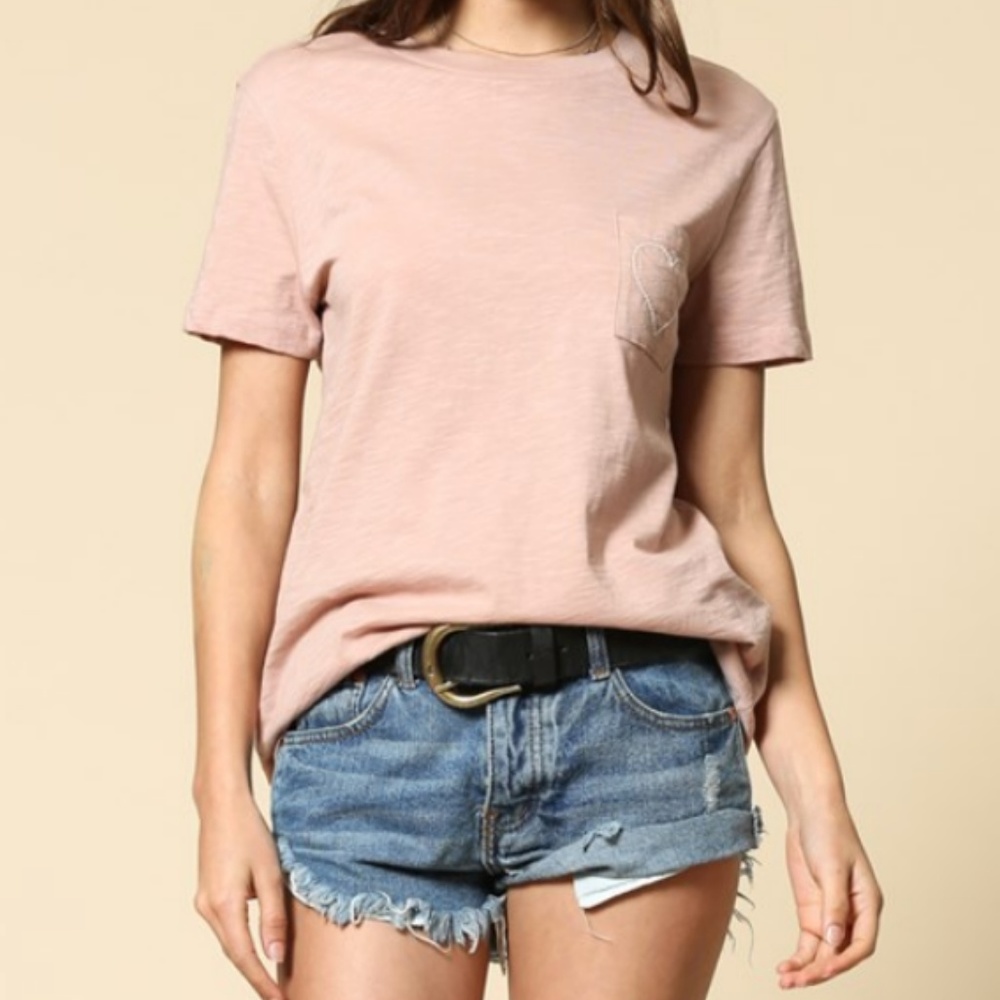 SOLD OUT // Mauve Heart Pocket Graphic Tee - Picture 1 of 5